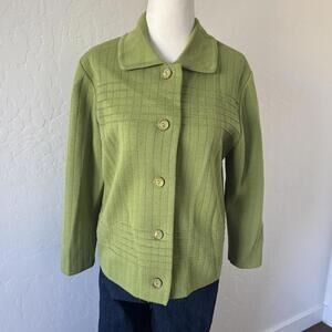 Vintage 1960’s retro 100% wool green sweater with gold & green buttons